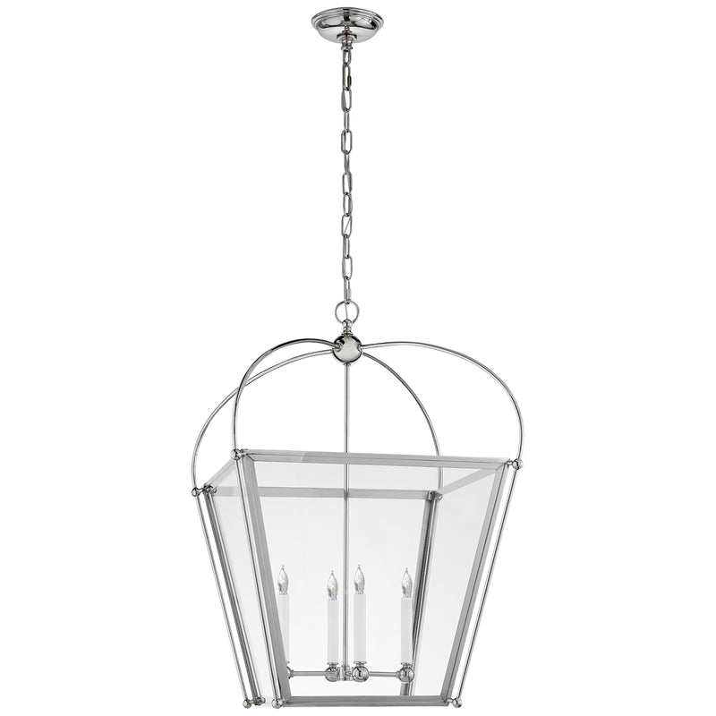 Visual Comfort Signature CHC 3439PN-CG Four Light Lantern, Polished Nickel