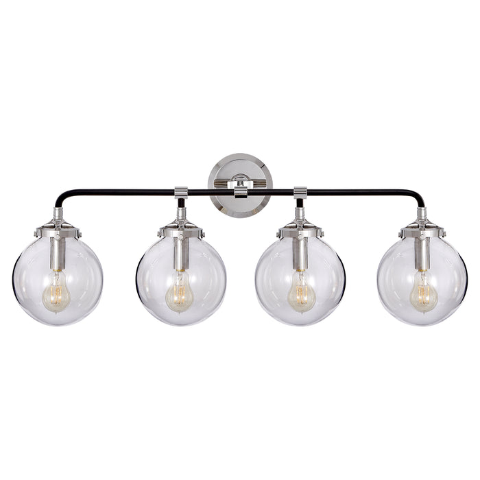Visual Comfort Signature S 2025PN/BLK-CG Four Light Bath Sconce, Polished Nickel and Black