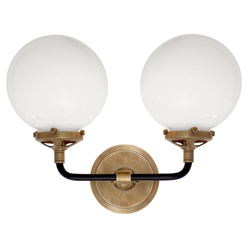 Visual Comfort Signature S 2026HAB/BLK-WG Two Light Wall Sconce, Hand-Rubbed Antique Brass and Black
