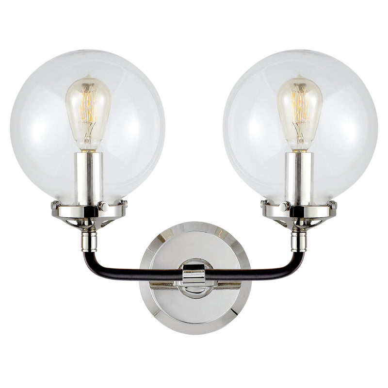 Visual Comfort Signature S 2026PN/BLK-CG Two Light Wall Sconce, Polished Nickel and Black