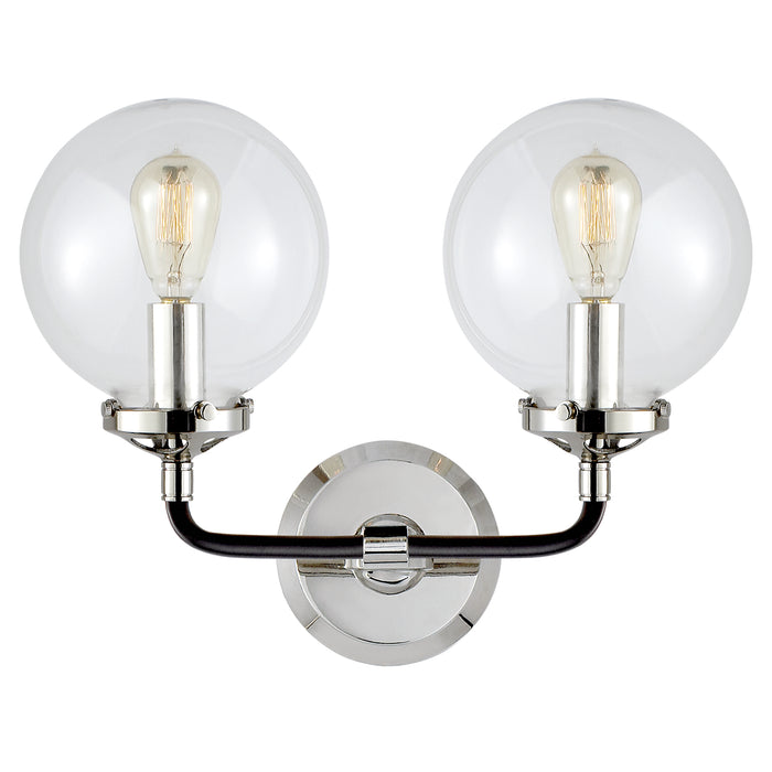Visual Comfort Signature S 2026PN/BLK-CG Two Light Wall Sconce, Polished Nickel and Black
