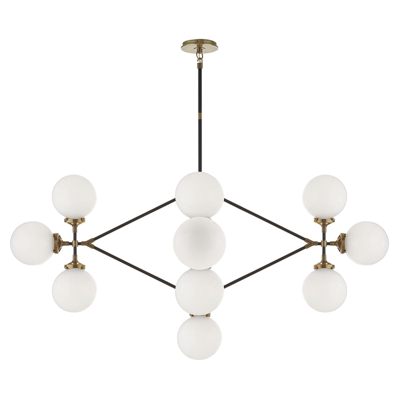 Visual Comfort Signature S 5024HAB/BLK-WG 14 Light Chandelier, Hand-Rubbed Antique Brass and Black