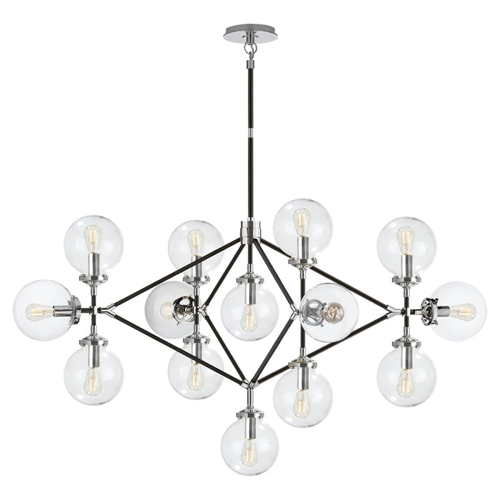 Visual Comfort Signature S 5024PN/BLK-CG 14 Light Chandelier, Polished Nickel and Black