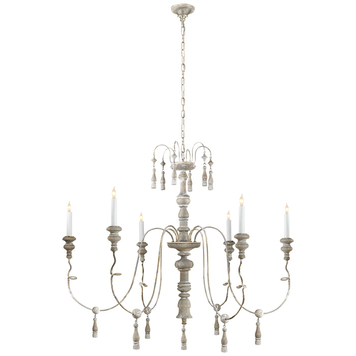 Visual Comfort Signature SK 5004BW Six Light Chandelier, Belgian White