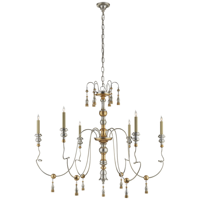 Visual Comfort Signature SK 5004FG Six Light Chandelier, French Gild Silver and Gold