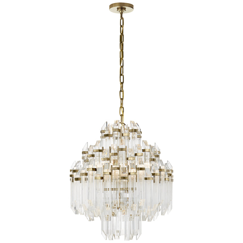 Visual Comfort Signature SK 5424HAB-CA Six Light Chandelier, Hand-Rubbed Antique Brass with Clear Acrylic