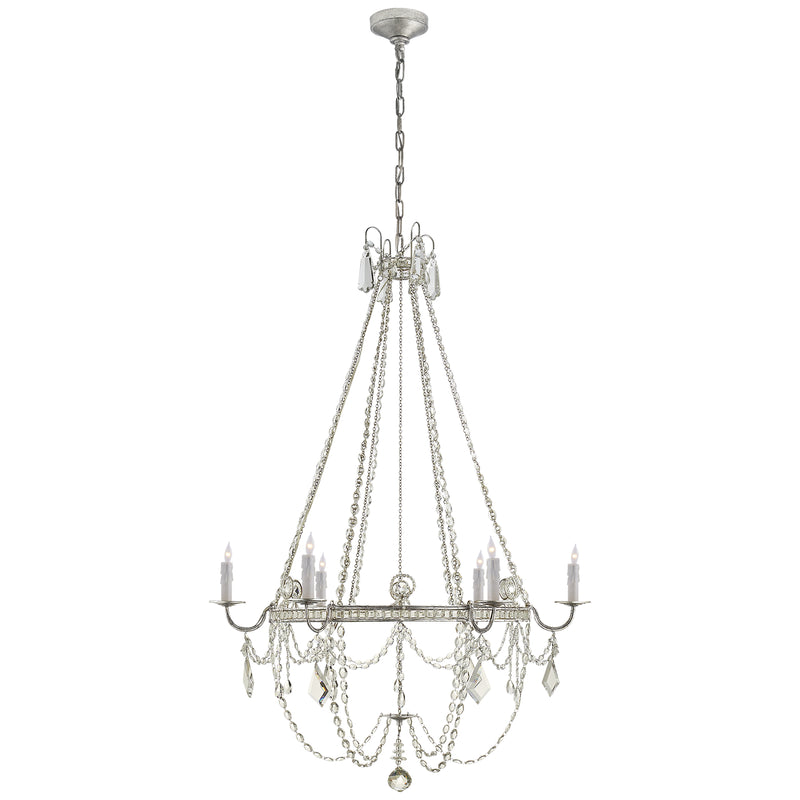 Visual Comfort Signature SP 5031BSL-CG Six Light Chandelier, Burnished Silver Leaf