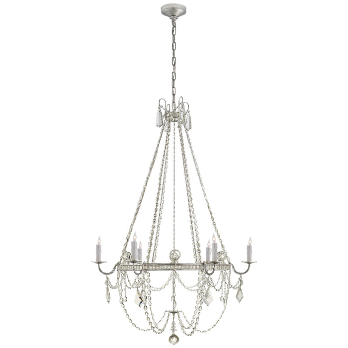 Visual Comfort Signature SP 5031BSL-CG Six Light Chandelier, Burnished Silver Leaf