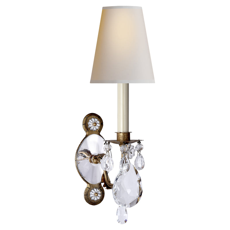Visual Comfort Signature TOB 2470GI/CG-PL One Light Wall Sconce, Gilded Iron and Crystal