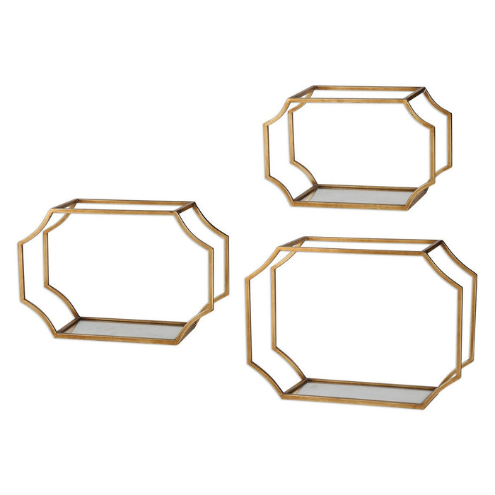Uttermost 04048 Wall Shelves S/3, Antiqued Gold Leaf