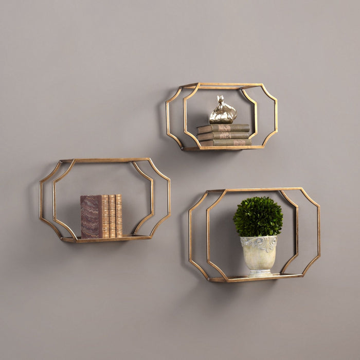 Uttermost 04048 Wall Shelves S/3, Antiqued Gold Leaf