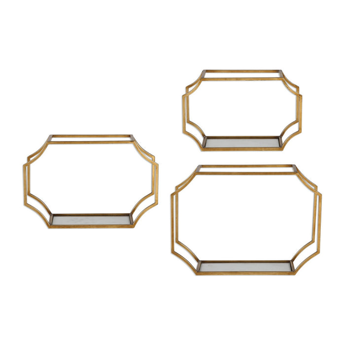 Uttermost 04048 Wall Shelves S/3, Antiqued Gold Leaf