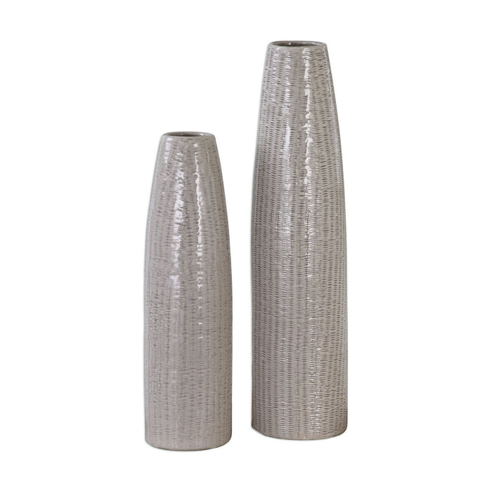 Uttermost 20156 Vases, S/2, Taupe Glaze w/Darker Brown