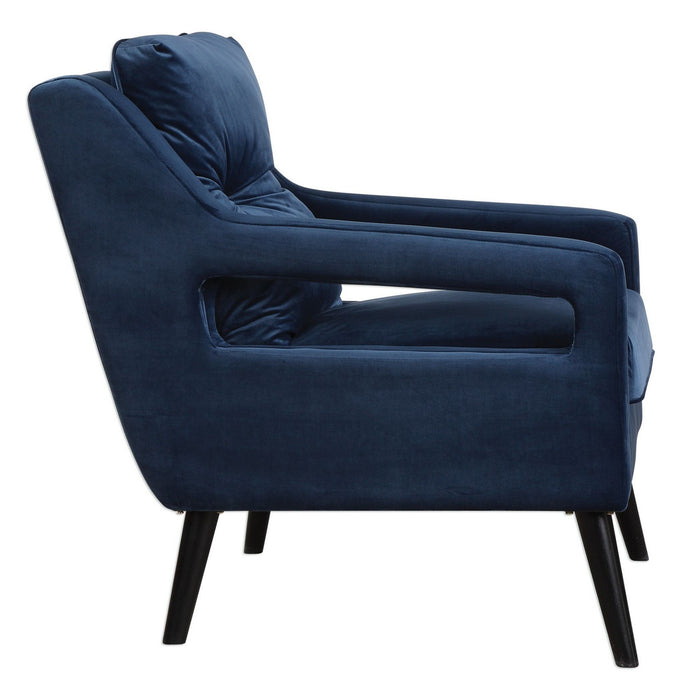 Uttermost 23318 Arm Chair, Blue Polyester Velvet/Antique Black