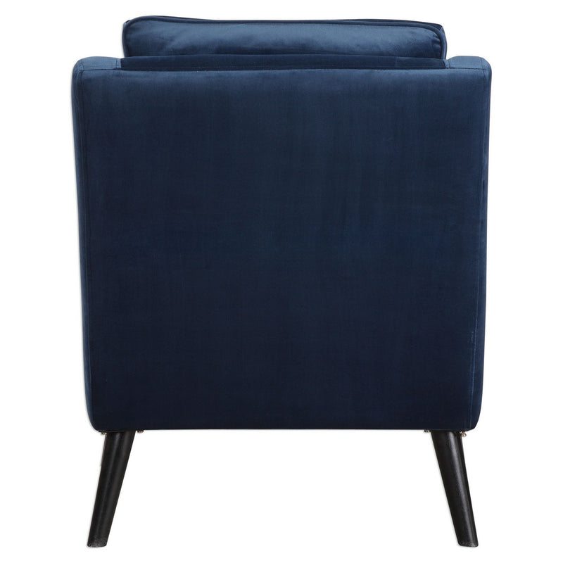 Uttermost 23318 Arm Chair, Blue Polyester Velvet/Antique Black