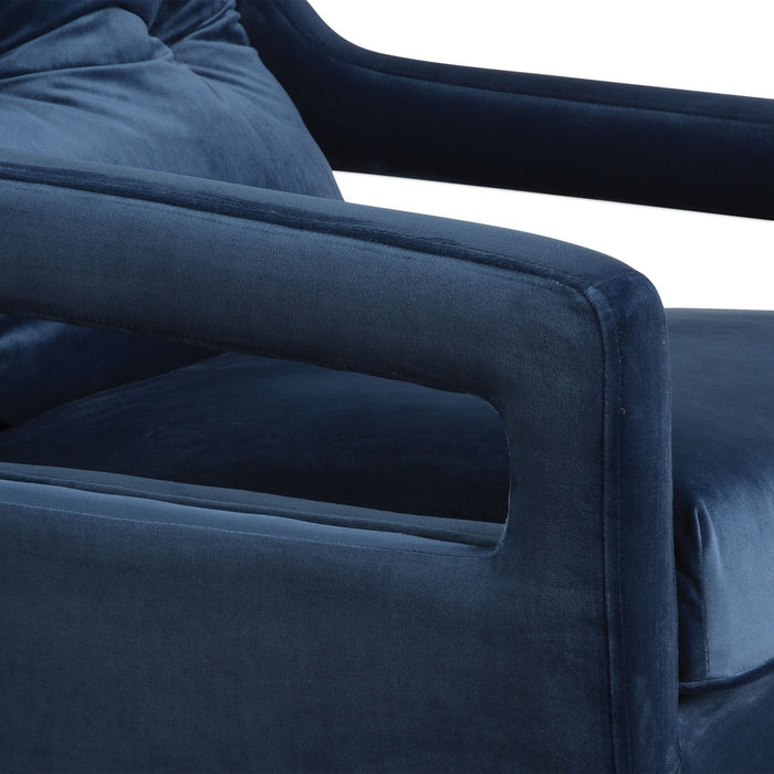 Uttermost 23318 Arm Chair, Blue Polyester Velvet/Antique Black