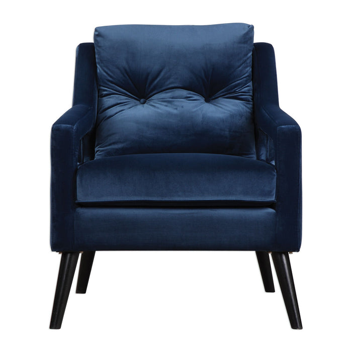Uttermost 23318 Arm Chair, Blue Polyester Velvet/Antique Black