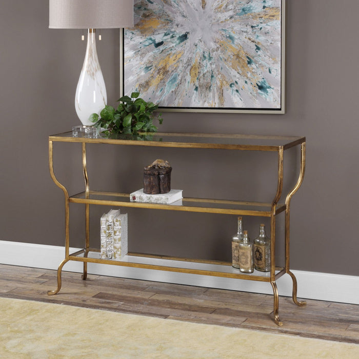 Uttermost 24668 Console Table, Antiqued Gold
