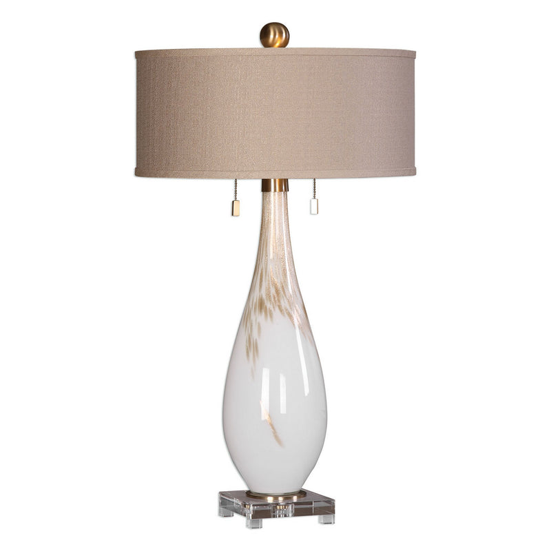 Uttermost 27201 Two Light Table Lamp, Brushed Brass