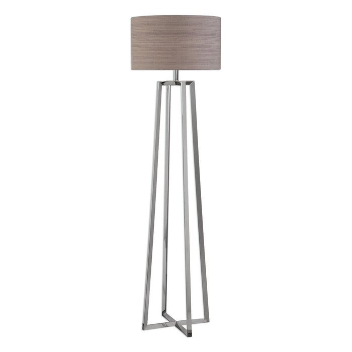 Uttermost 28111 One Light Floor Lamp, Polished Stainless Steel