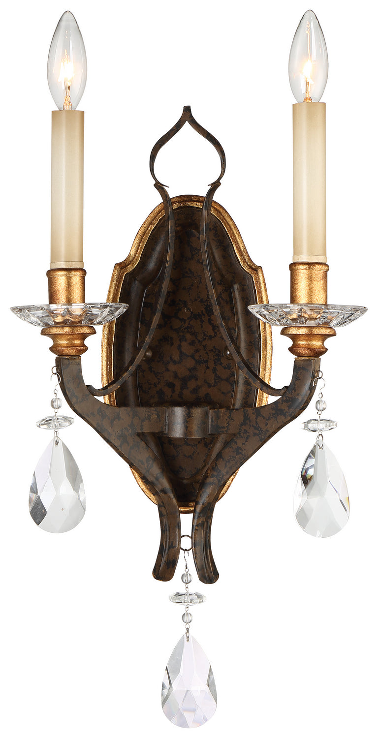 Metropolitan N6452-652 Two Light Wall Sconce, Raven Bronze W/Sunburst Gold H