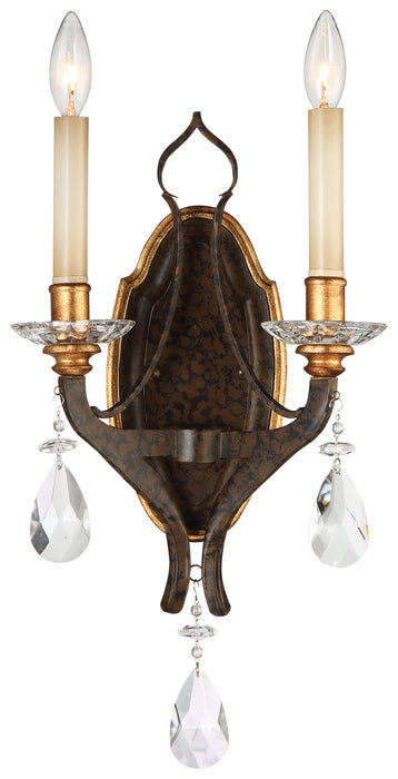 Metropolitan N6452-652 Two Light Wall Sconce, Raven Bronze W/Sunburst Gold H