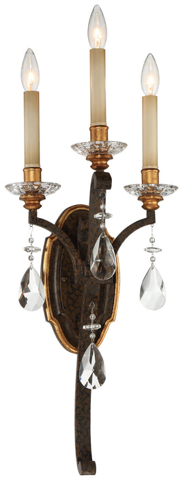 Metropolitan N6453-652 Three Light Wall Sconce, Raven Bronze W/Sunburst Gold H