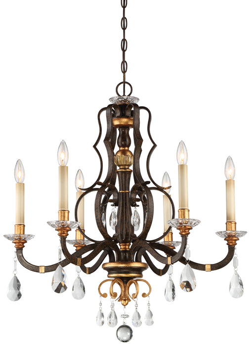 Metropolitan N6456-652 Six Light Chandelier, Raven Bronze W/Sunburst Gold H