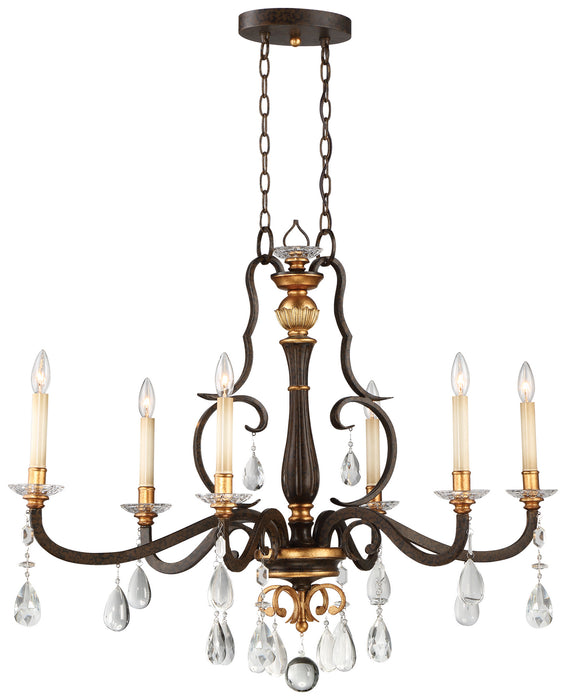 Metropolitan N6457-652 Six Light Island Pendant, Raven Bronze W/Sunburst Gold H