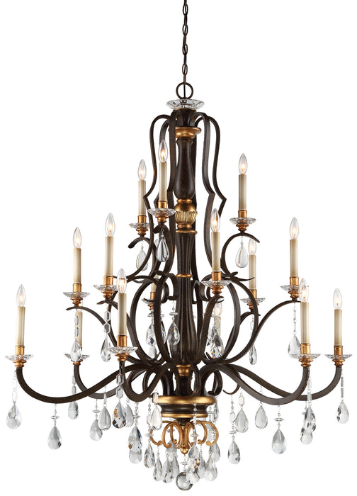 Metropolitan N6458-652 15 Light Chandelier, Raven Bronze W/Sunburst Gold H