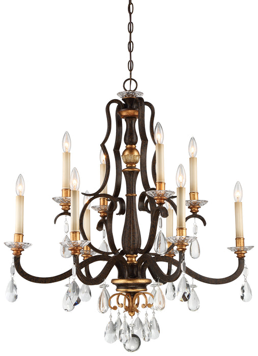 Metropolitan N6459-652 Ten Light Chandelier, Raven Bronze W/Sunburst Gold H