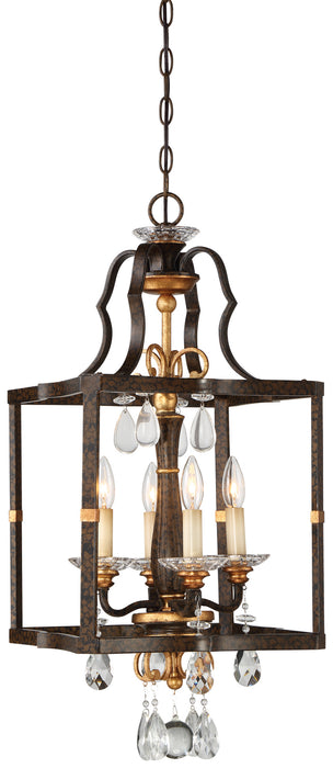 Metropolitan N6463-652 Four Light Pendant, Raven Bronze W/Sunburst Gold H