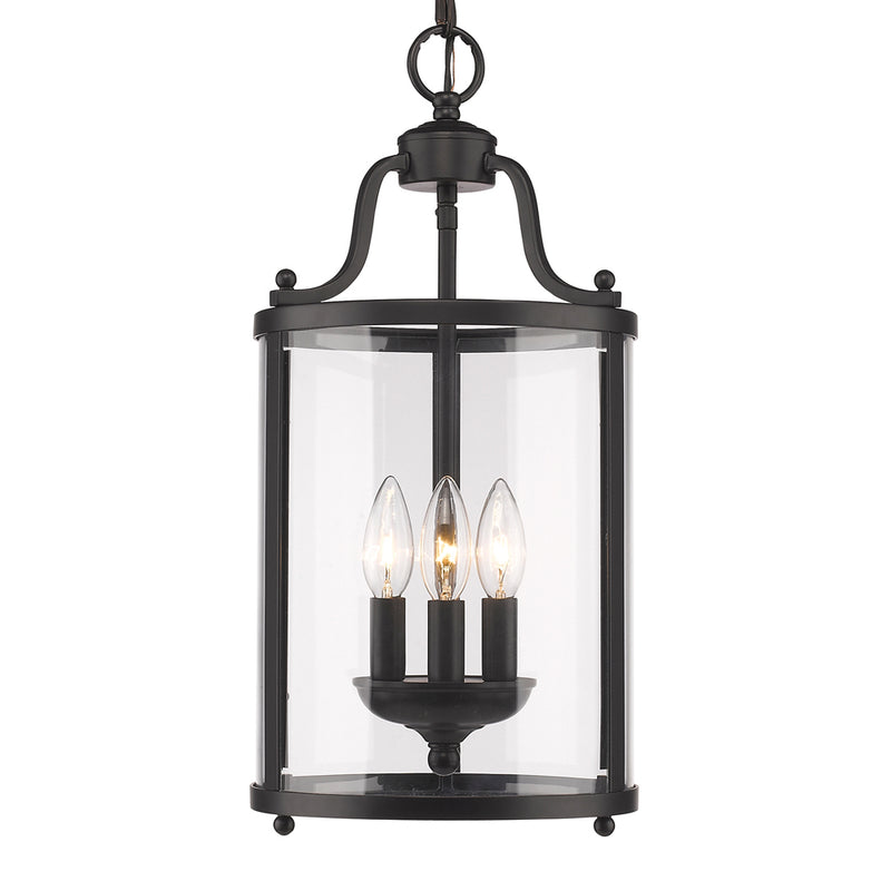 Golden 1157-3P BLK Three Light Pendant, Matte Black