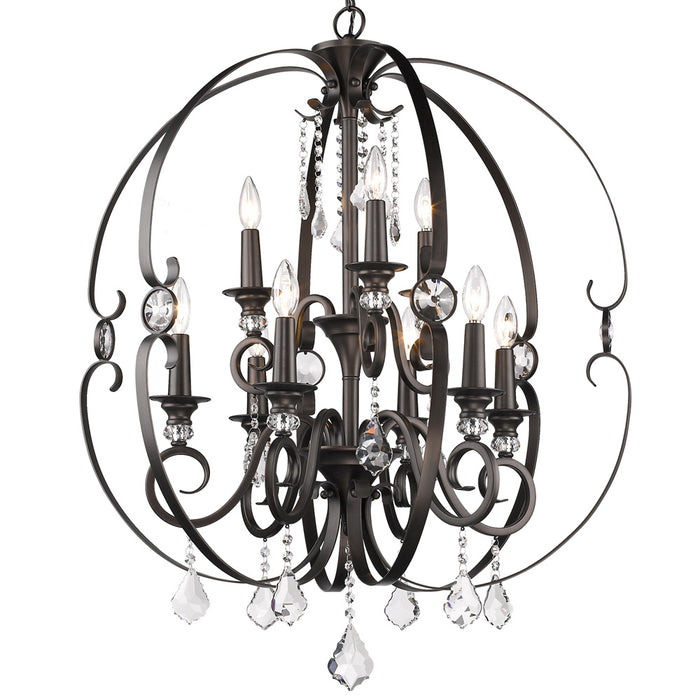 Golden 1323-9 EBB Nine Light Chandelier, Brushed Etruscan Bronze