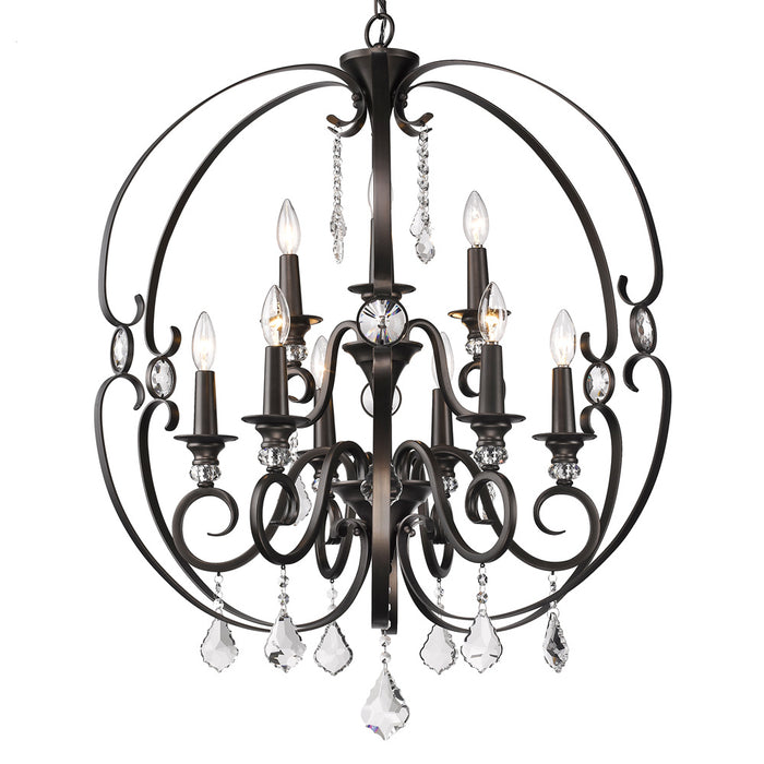Golden 1323-9 EBB Nine Light Chandelier, Brushed Etruscan Bronze