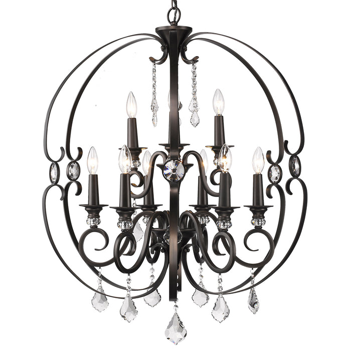 Golden 1323-9 EBB Nine Light Chandelier, Brushed Etruscan Bronze