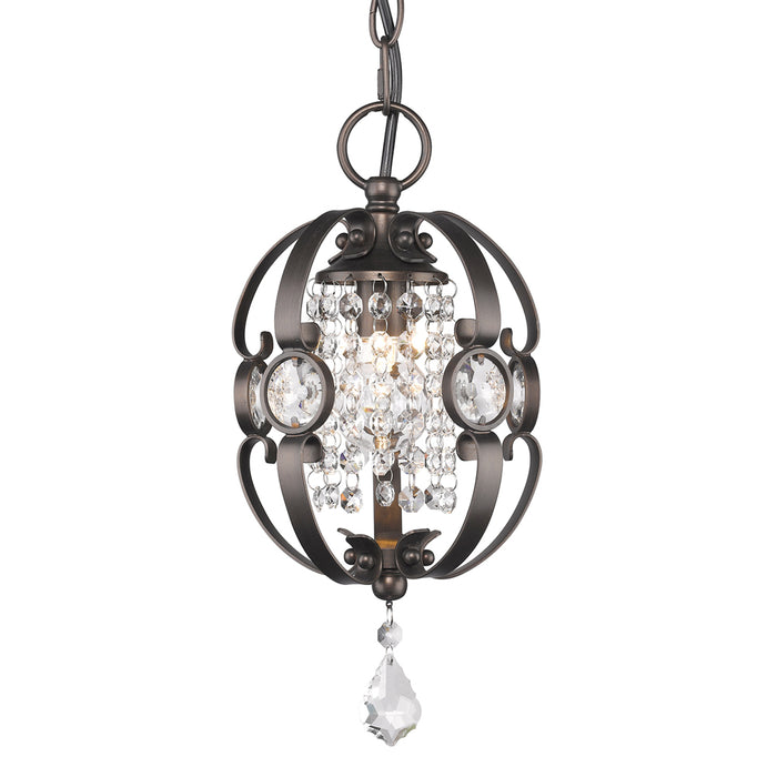 Golden 1323-M1L EBB One Light Mini Pendant, Brushed Etruscan Bronze