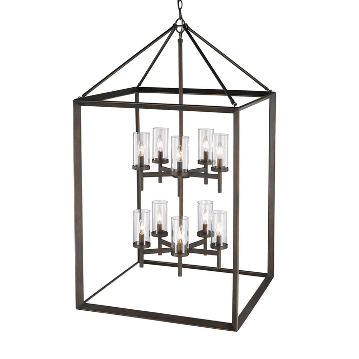 Golden 2073-10P GMT-CLR Ten Light Pendant, Gunmetal Bronze