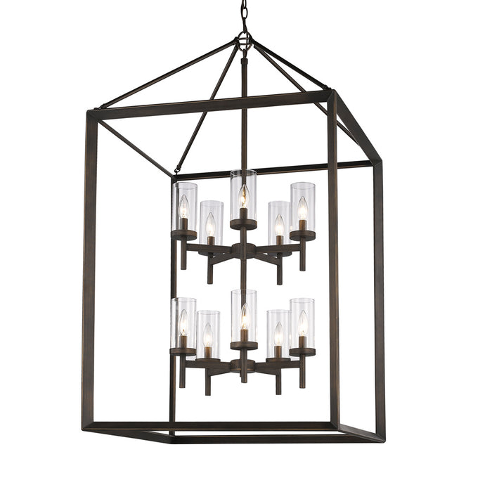 Golden 2073-10P GMT-CLR Ten Light Pendant, Gunmetal Bronze