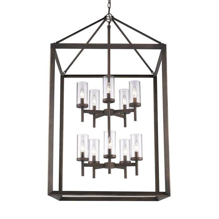 Golden 2073-10P GMT-CLR Ten Light Pendant, Gunmetal Bronze