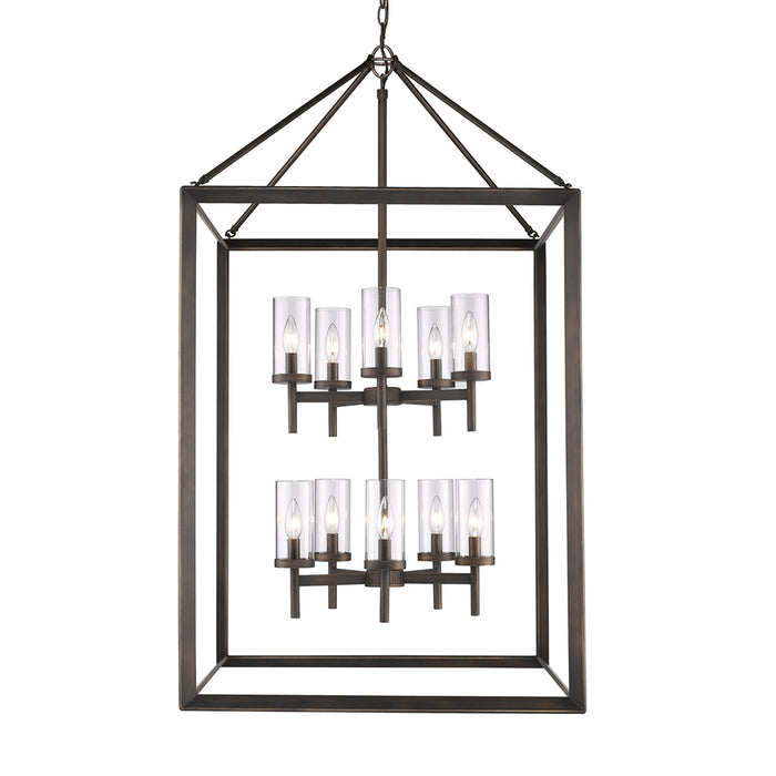 Golden 2073-10P GMT-CLR Ten Light Pendant, Gunmetal Bronze