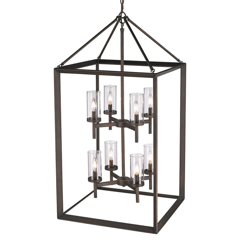 Golden 2073-8P GMT-CLR Eight Light Pendant, Gunmetal Bronze