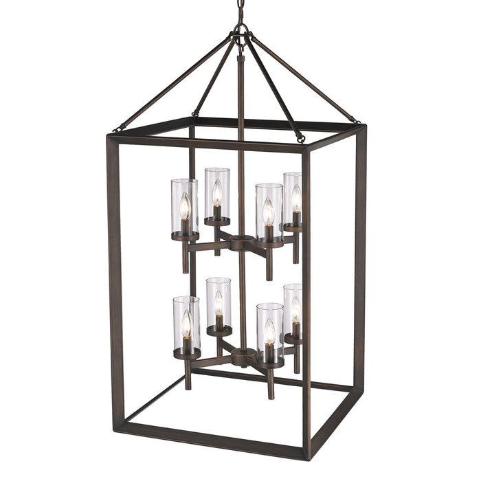Golden 2073-8P GMT-CLR Eight Light Pendant, Gunmetal Bronze