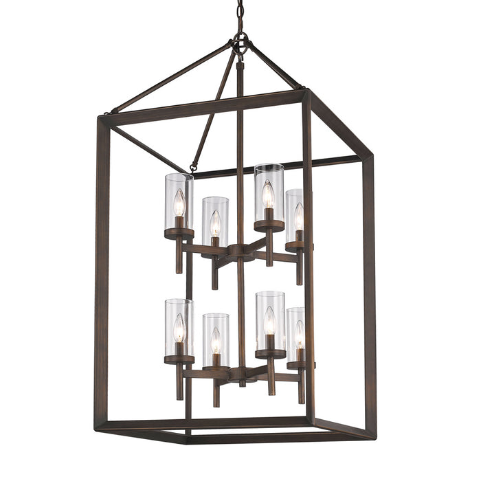 Golden 2073-8P GMT-CLR Eight Light Pendant, Gunmetal Bronze