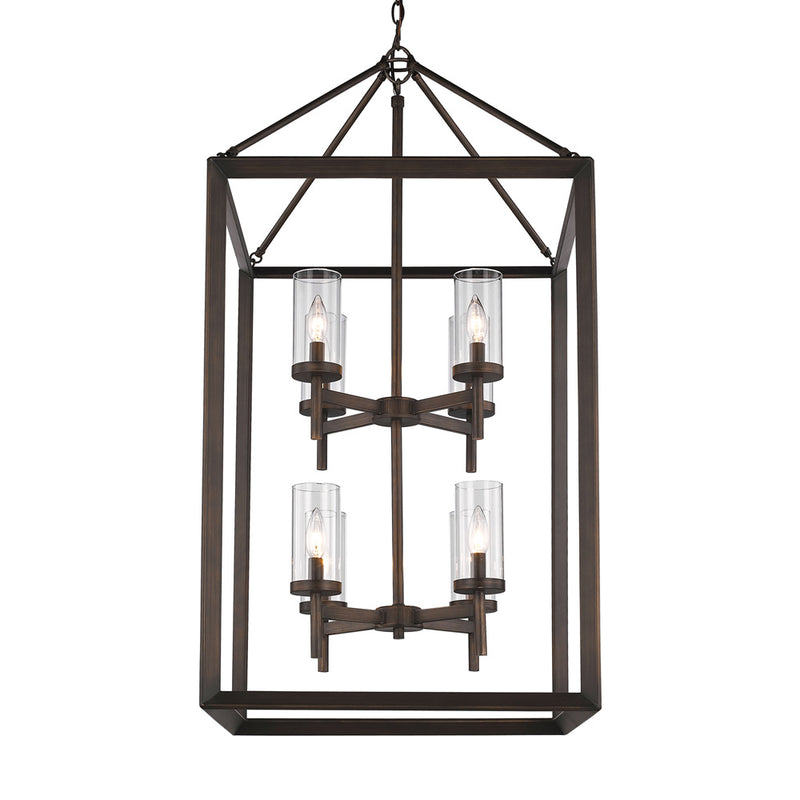 Golden 2073-8P GMT-CLR Eight Light Pendant, Gunmetal Bronze