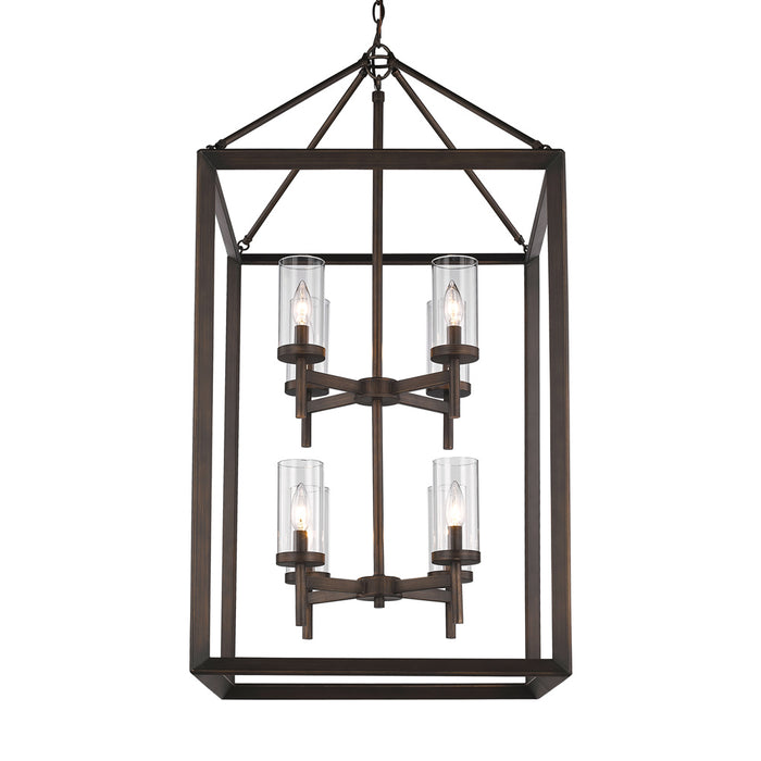 Golden 2073-8P GMT-CLR Eight Light Pendant, Gunmetal Bronze