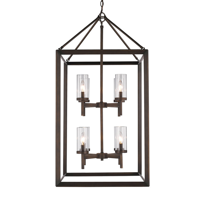 Golden 2073-8P GMT-CLR Eight Light Pendant, Gunmetal Bronze