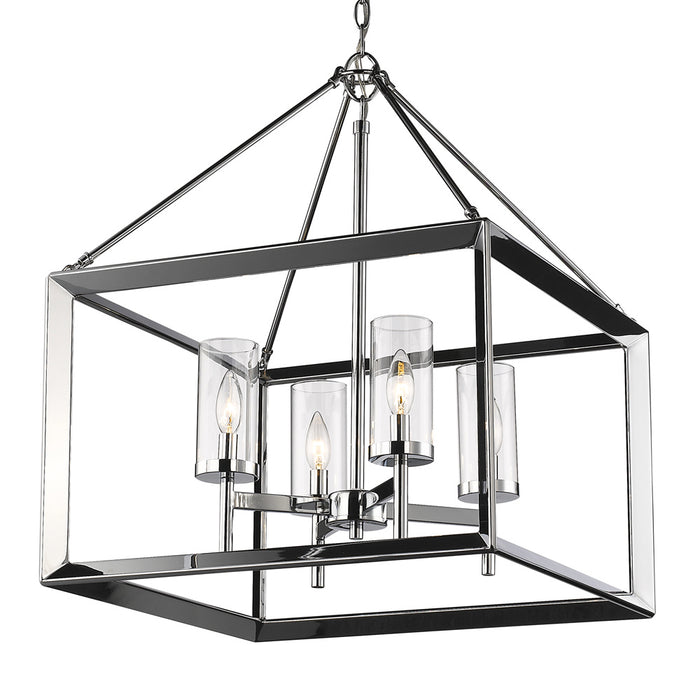 Golden 2074-4 CH-CLR Four Light Chandelier, Chrome