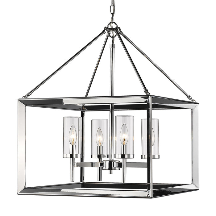 Golden 2074-4 CH-CLR Four Light Chandelier, Chrome