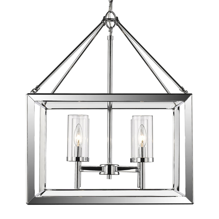 Golden 2074-4 CH-CLR Four Light Chandelier, Chrome